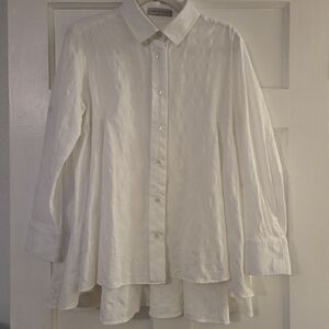Palmer Harding Textured White Button Down Shirt With Belt Holes